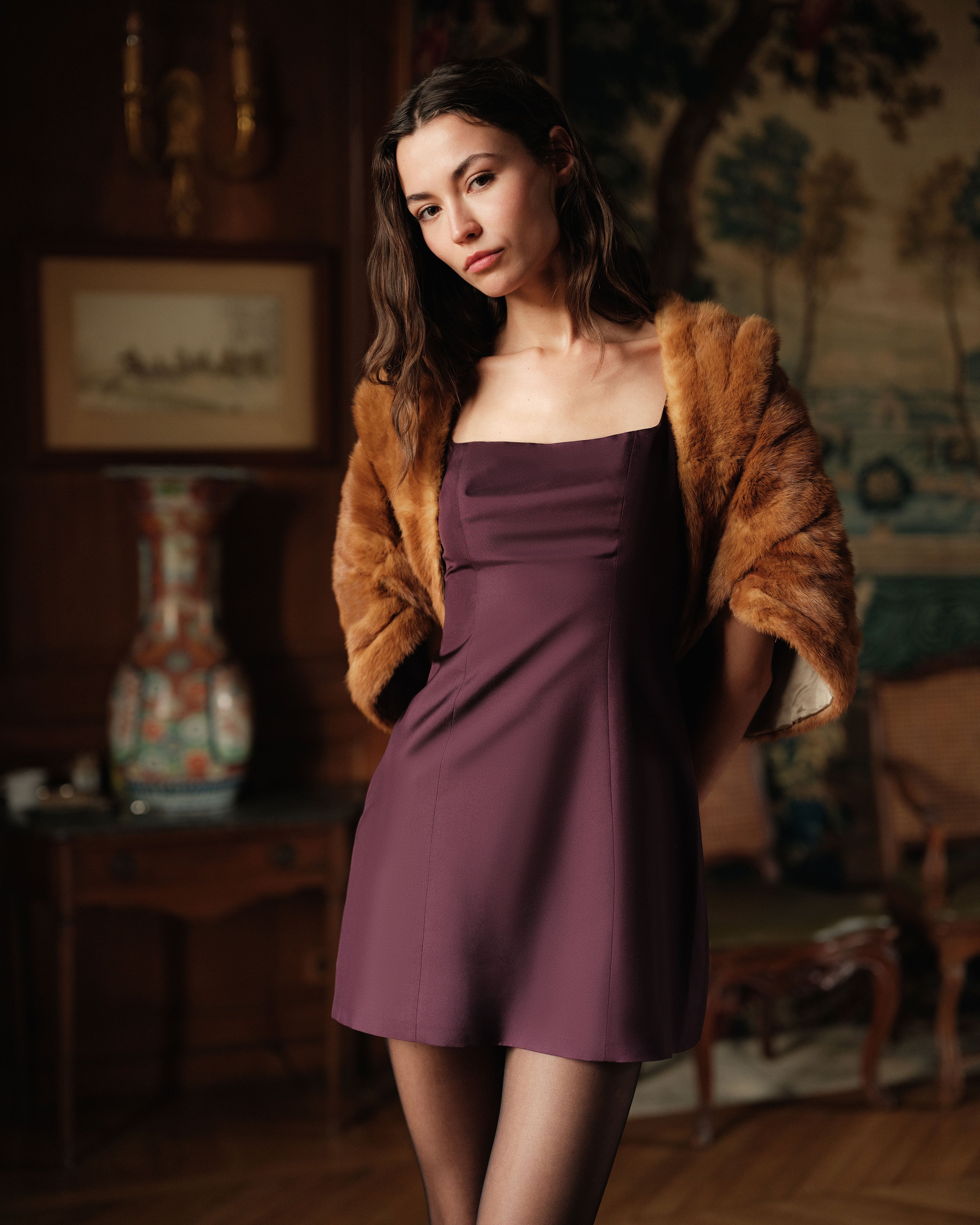 oxblood mini dress Plunge Halterneck Tailored Mini Dress In Burgundy | EGO US